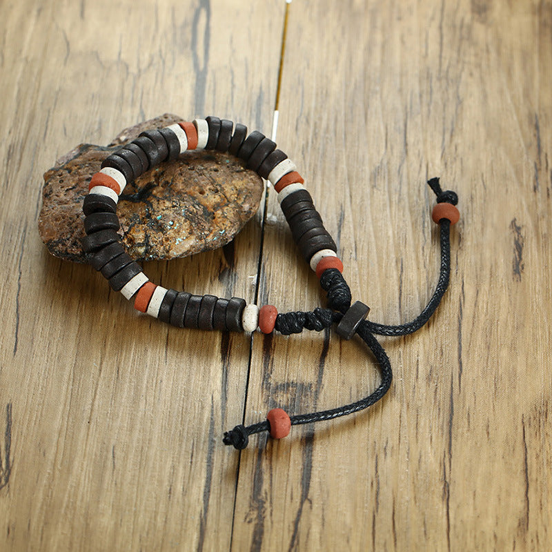 Knot Bracelet Wooden Accessories Stone Nylon Rope Men's Bracelet Adjustable