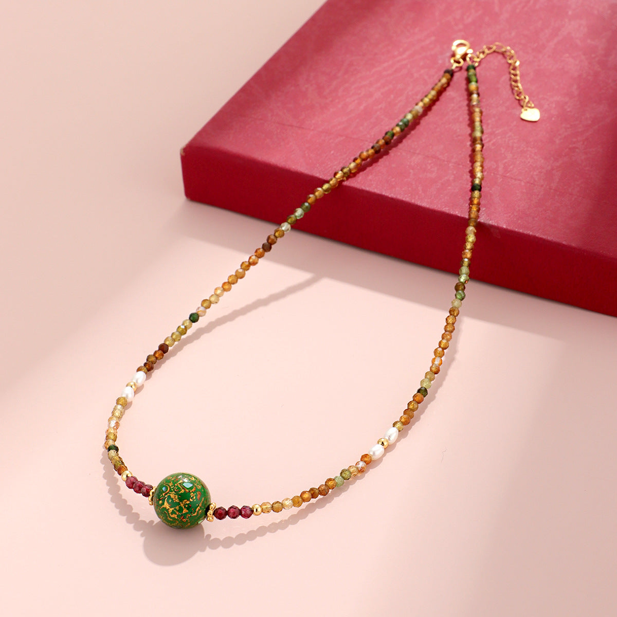 925 Sterling Silver Black Spinel Pearl Lacquer Bead Necklace