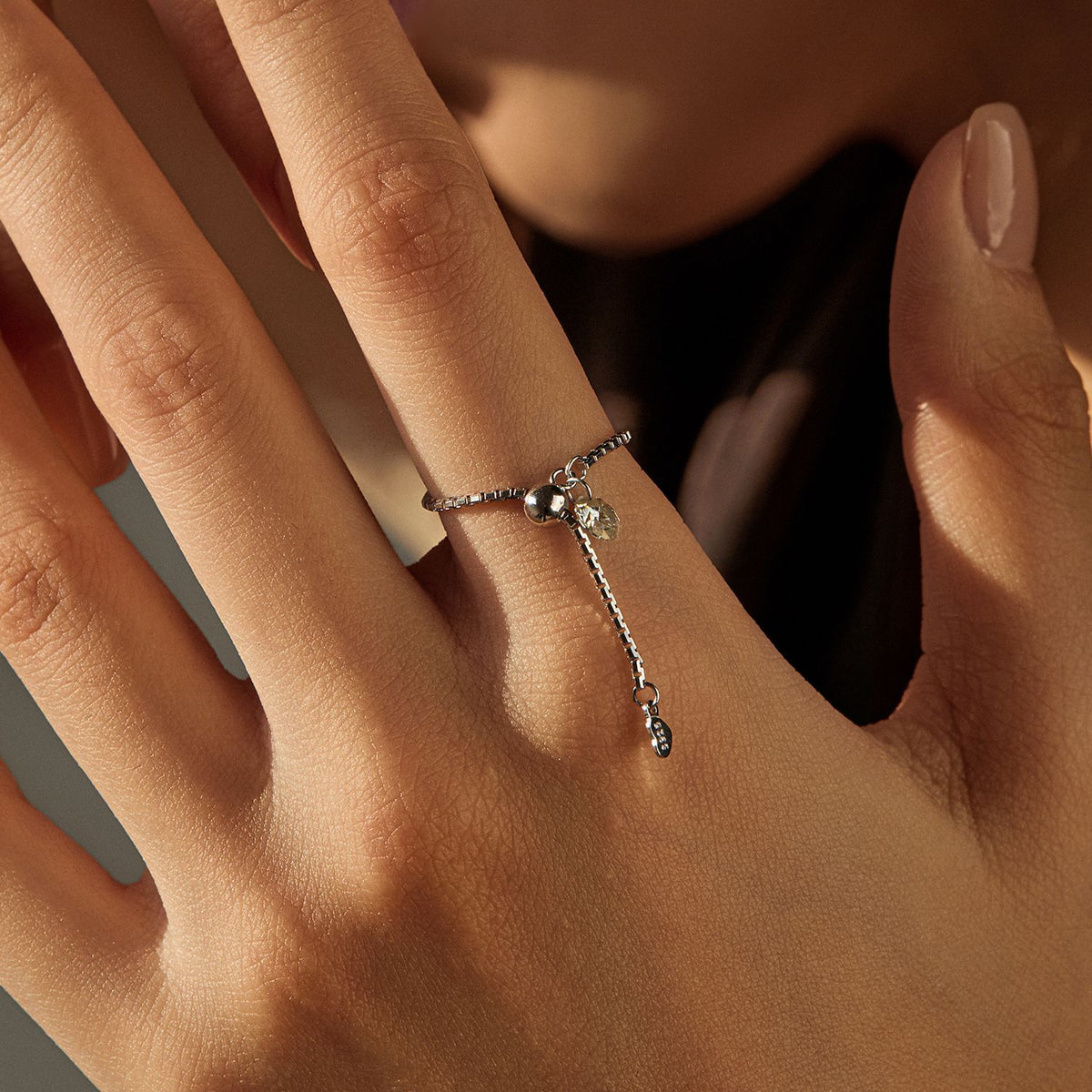 S925 Sterling Silver Adjustable Moissanite Ring