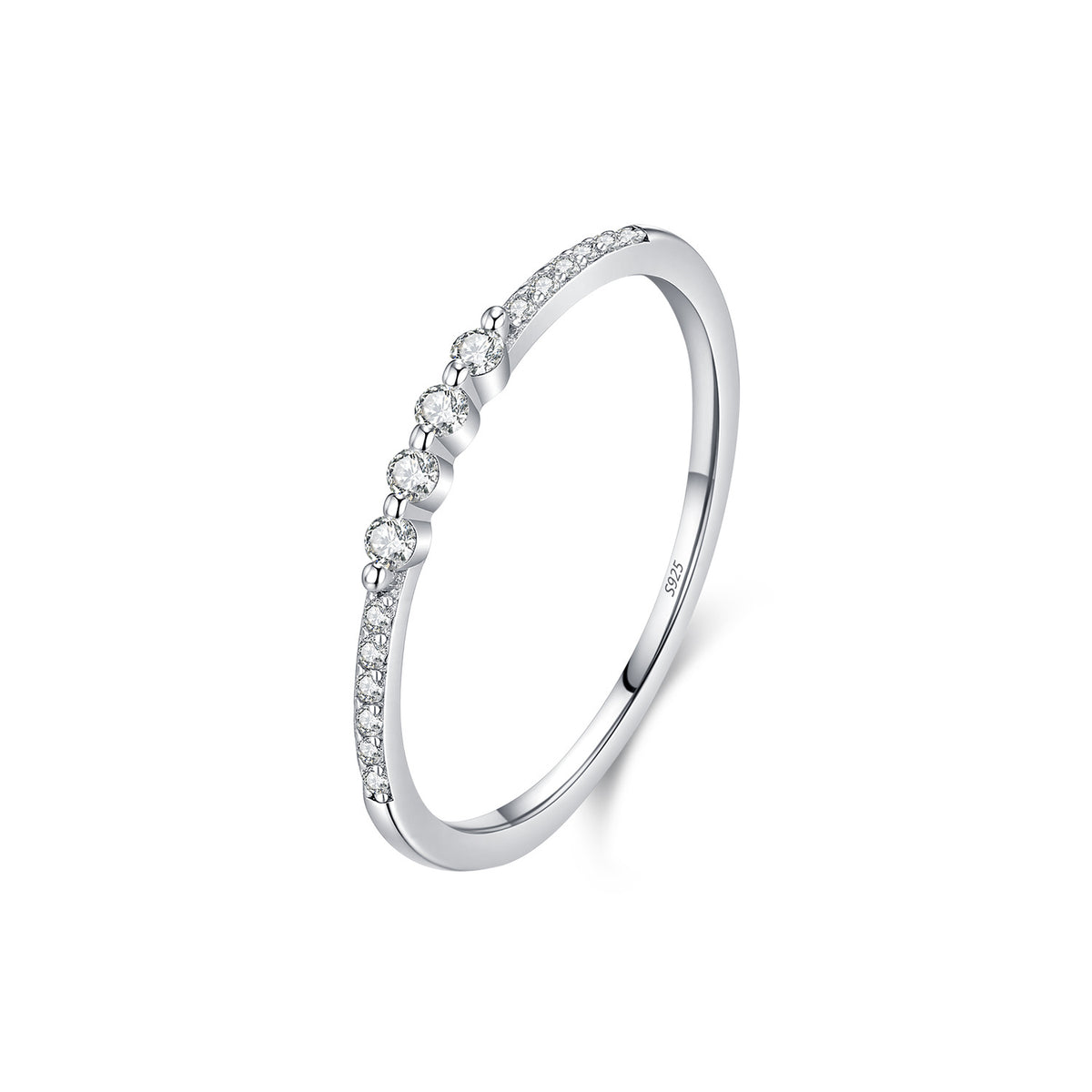 S925 Sterling Silver Fine-Row Moissanite Band