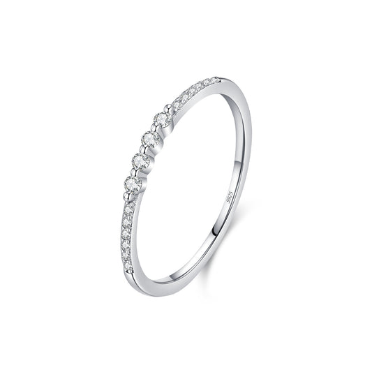 S925 Sterling Silver Fine-Row Moissanite Band