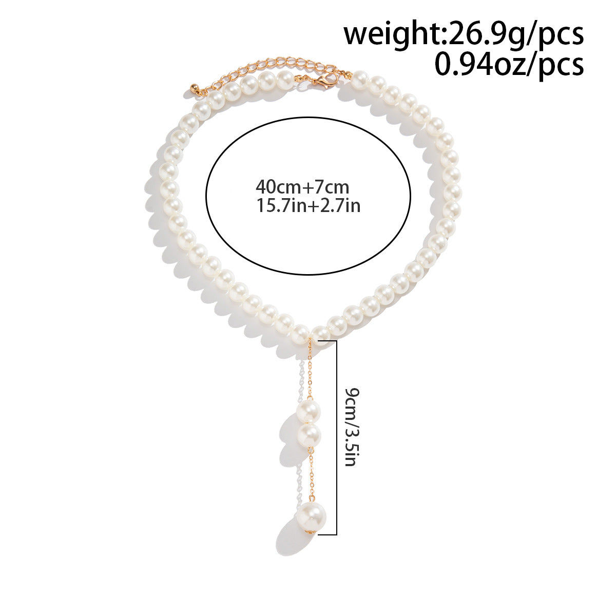 Portrait & Pearl-Style Y-Fringe Necklace