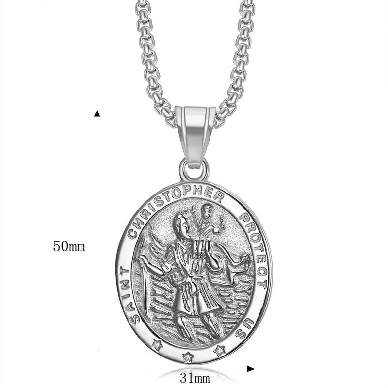 Planderful Everyday Genie St Christopher Necklace For Men Stainless Steel Non Fading Pendant