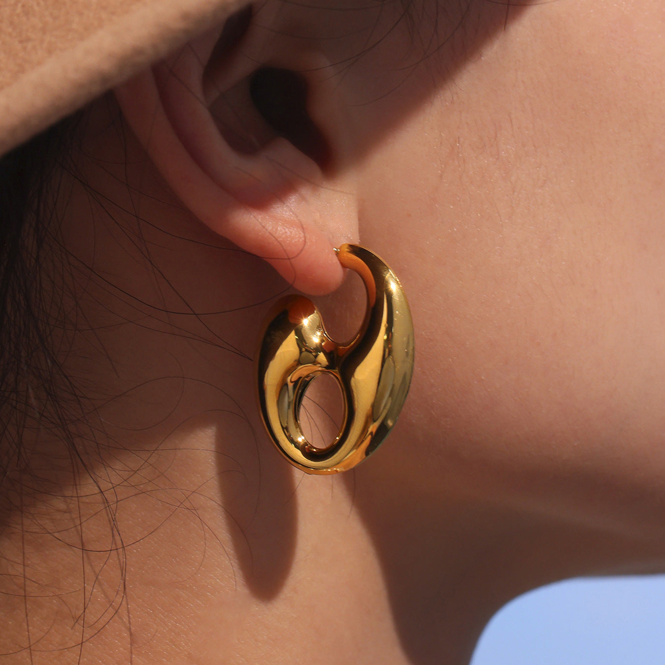 Planderful Coffee Bean Earrings Stylish 18K Gold for Women