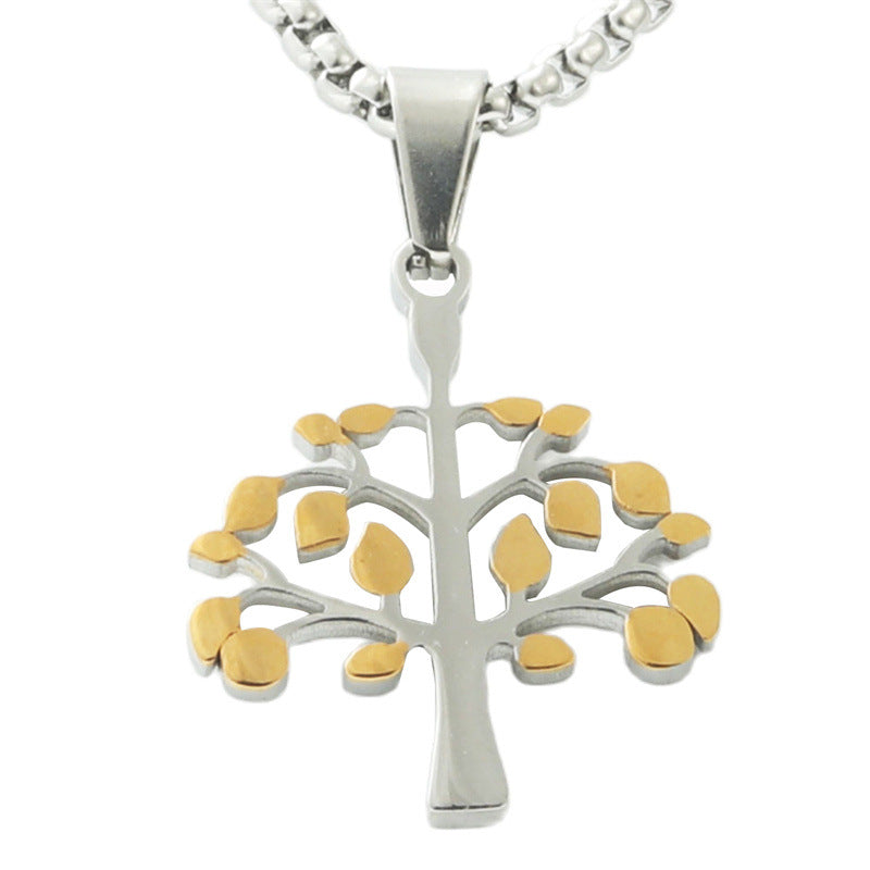 Personalized Retro Tree of Life Pendant Necklace for Men in Titanium Steel