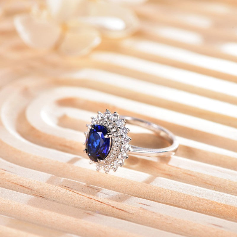1.5-Carat Royal Sapphire Ring with Double Layer Halo Design
