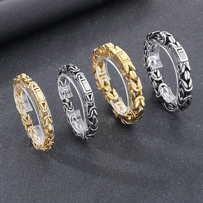 Planderful Custom Mens Square Titanium Steel Punk Bracelet