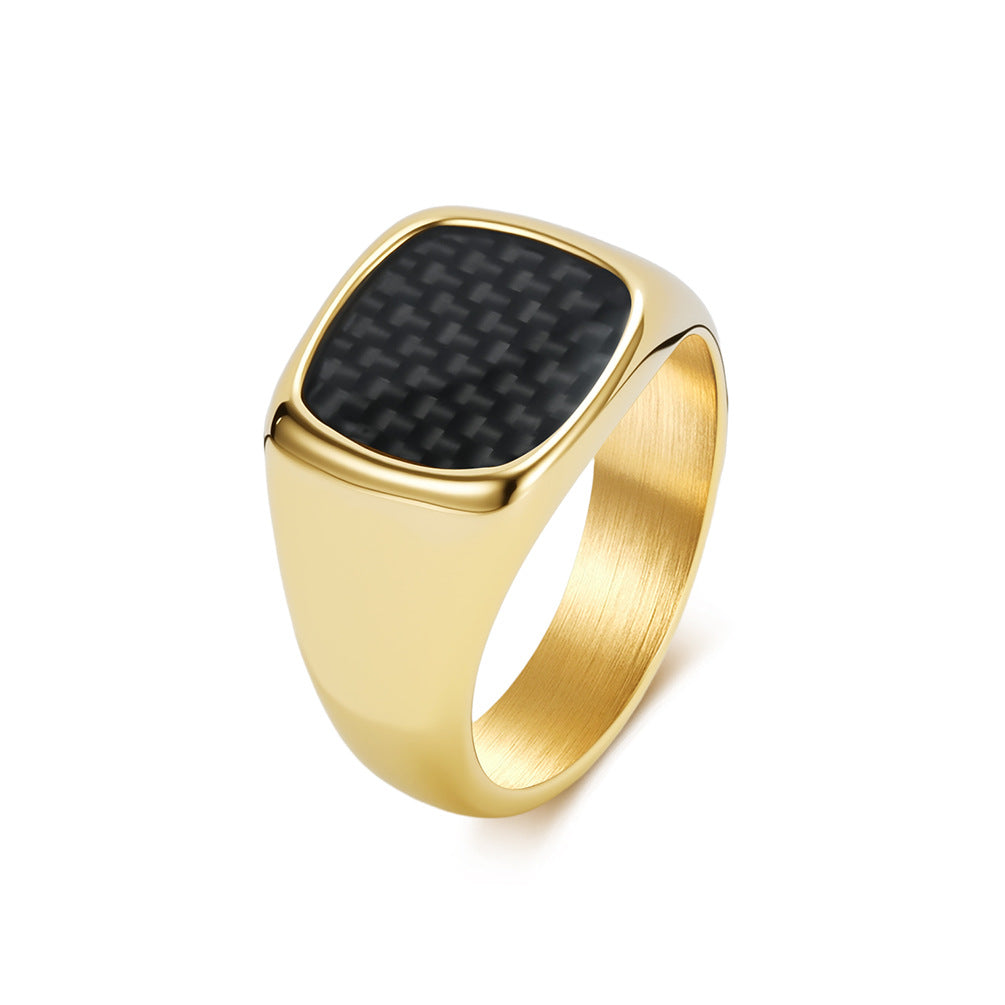 Planderful Titanium Steel Inlaid Carbon Fiber Ring For Men Unisex Everyday Genie Durable Non Fade Streetwear Statement