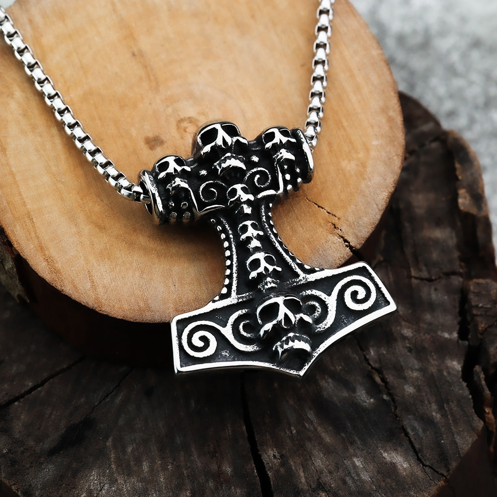 Planderful Shop Skull Pendant Stainless Steel Retro Norse Legacy For Men Personalize Halloween Accessory