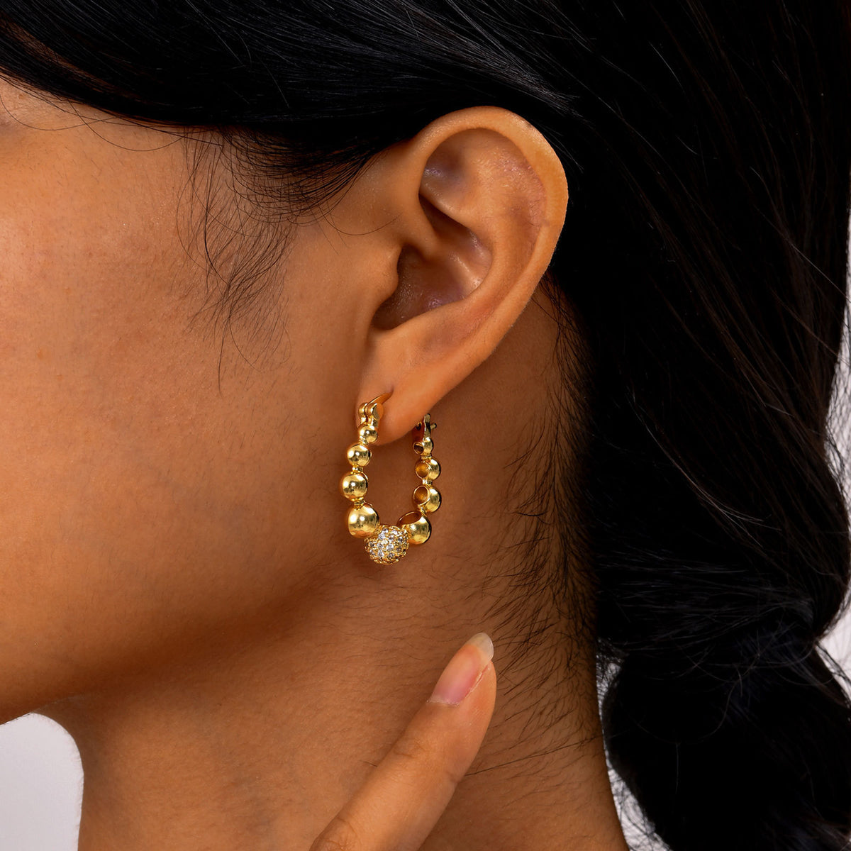 Copper Inlaid Zircon C Earrings Gold Ladies,