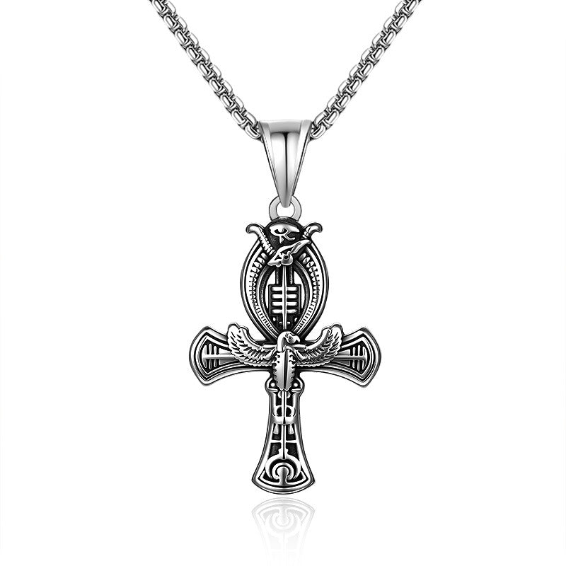 Cross Egyptian Stainless Steel Pendant Necklace