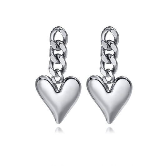 Love Chain Earrings Geometric Metal Heart Earrings Wholesale
