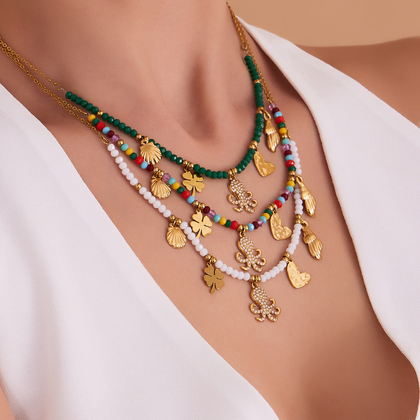 Planderful Ocean Octopus Pendant Necklace Zirconium Women