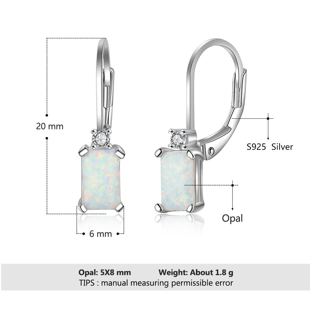 Planderful Jewelry Opal Hoop Earrings Sterling Silver 925 Elegant Everyday Accessory For Her