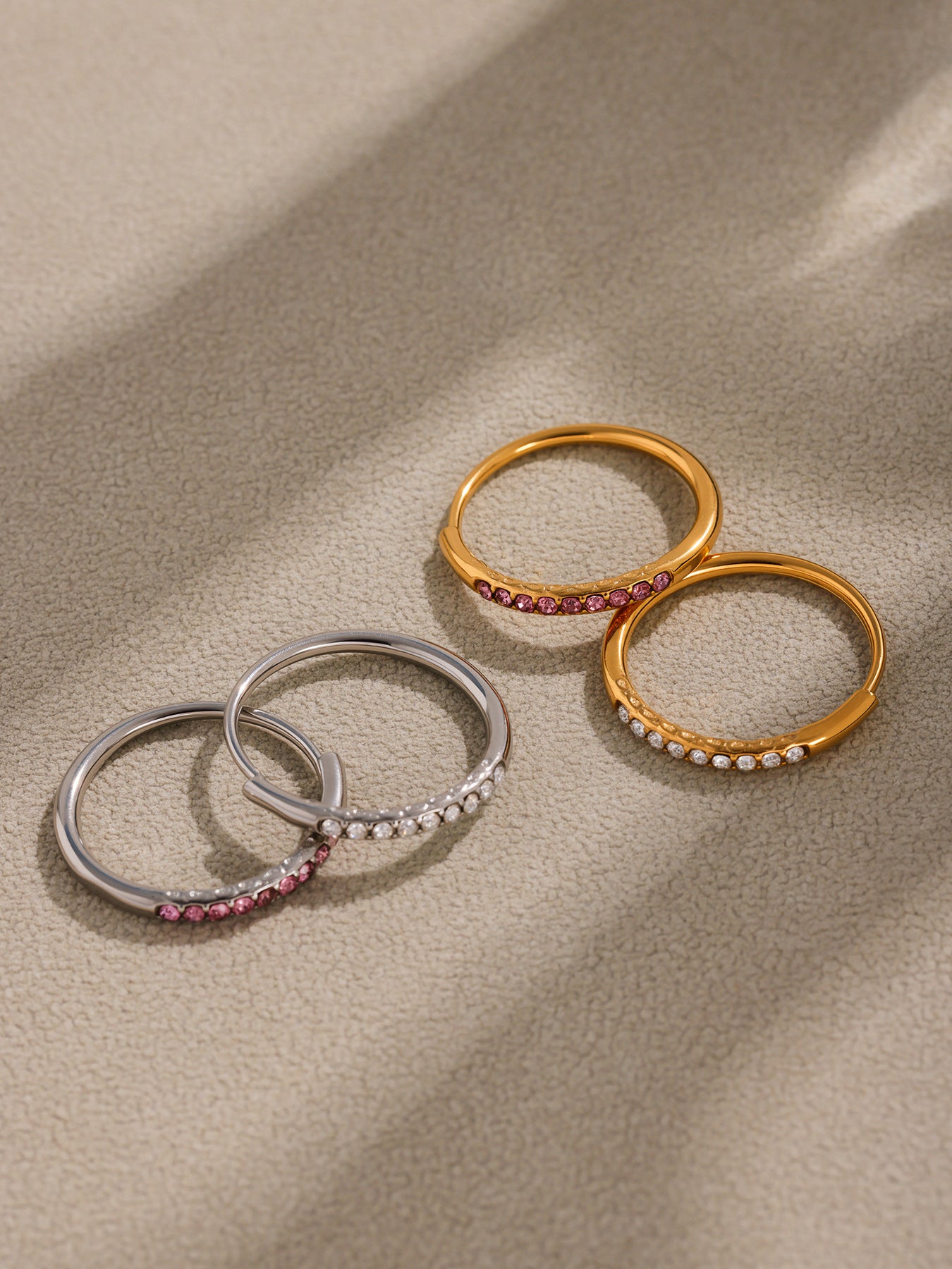 Planderful 5A Zircon Row Ring For Girls Side Opening