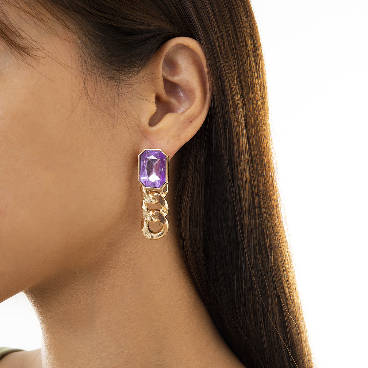 Elegant Glass Diamond Tassel Earrings with Hollow Metal Design