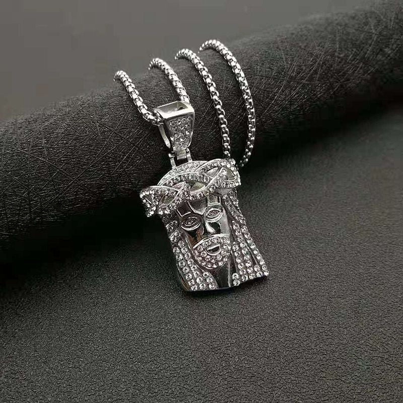 Planderful Collection Stainless Steel Hip Hop Jesus Pendant Necklace For Men Durable Religious Jewelry