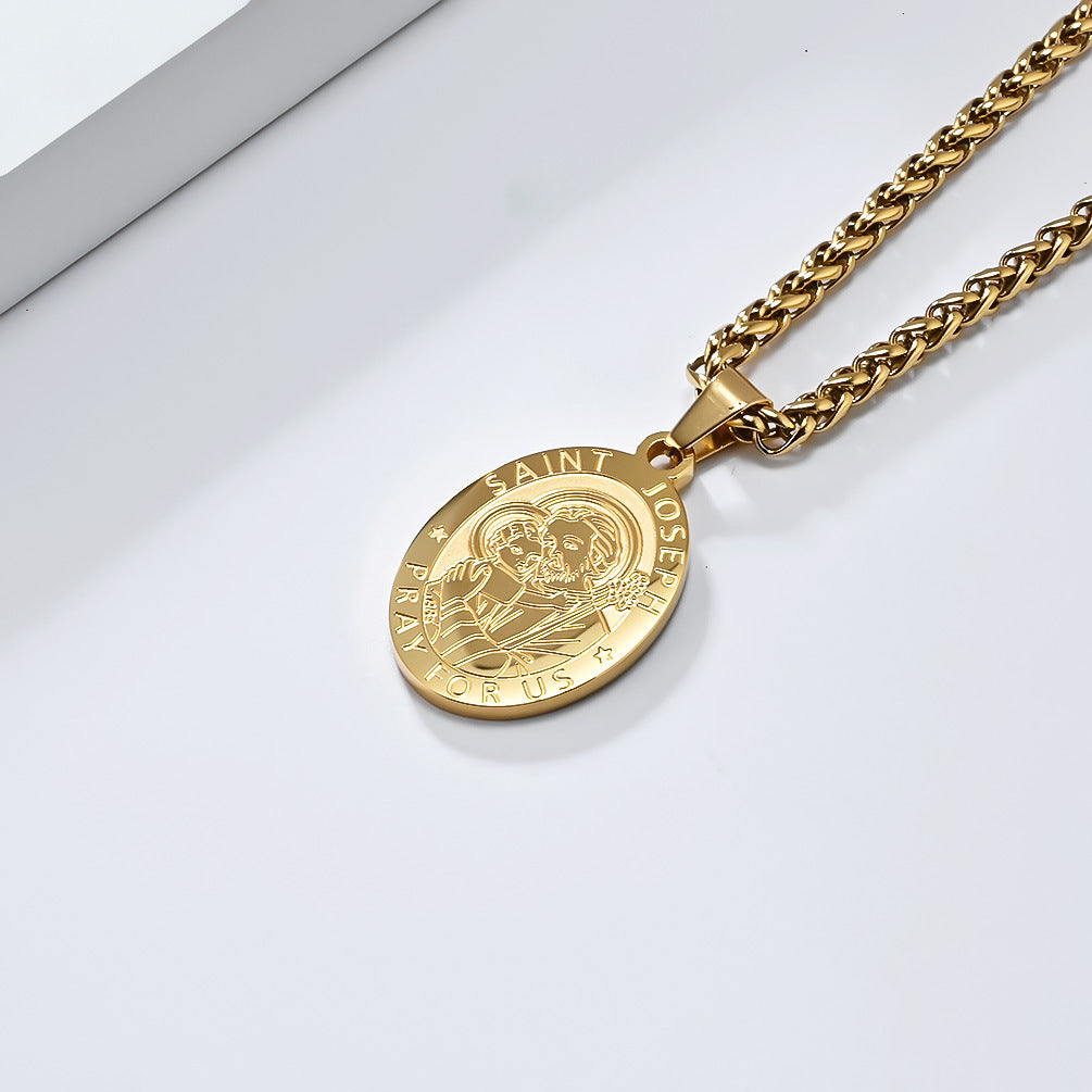 Planderful Patron Saint Seal Necklace For Men Timeless God Protection That Does Not Fade