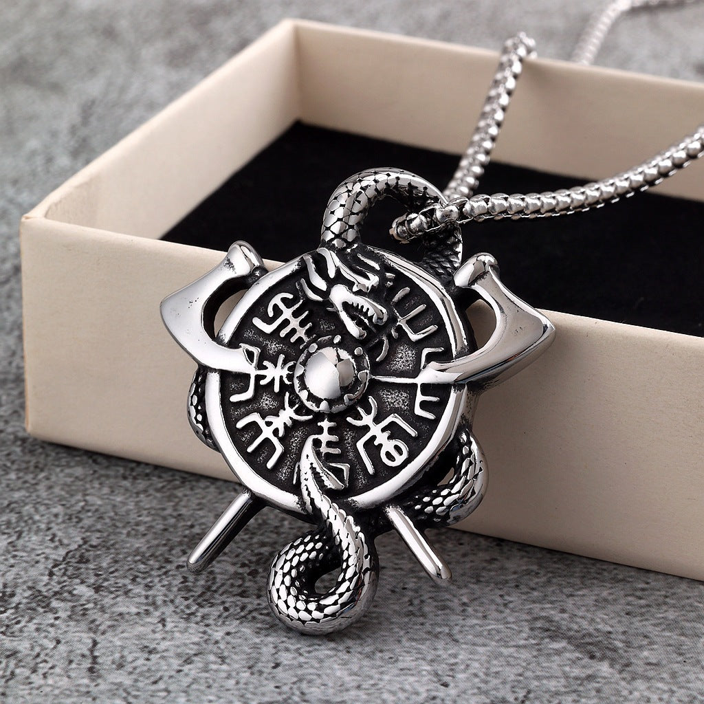 Punk Viking Dragon Stainless Steel Men's Pendant Necklace