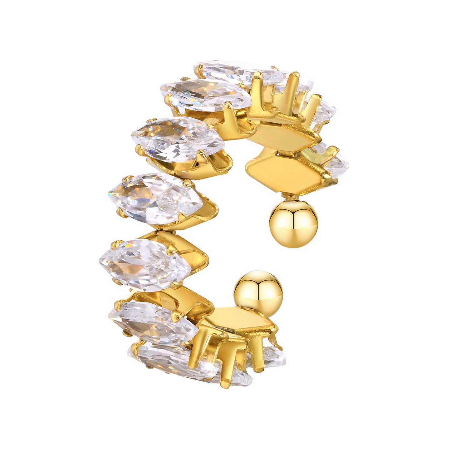 Stainless Steel Dream Girl Color Horse Eye Zircon Ring