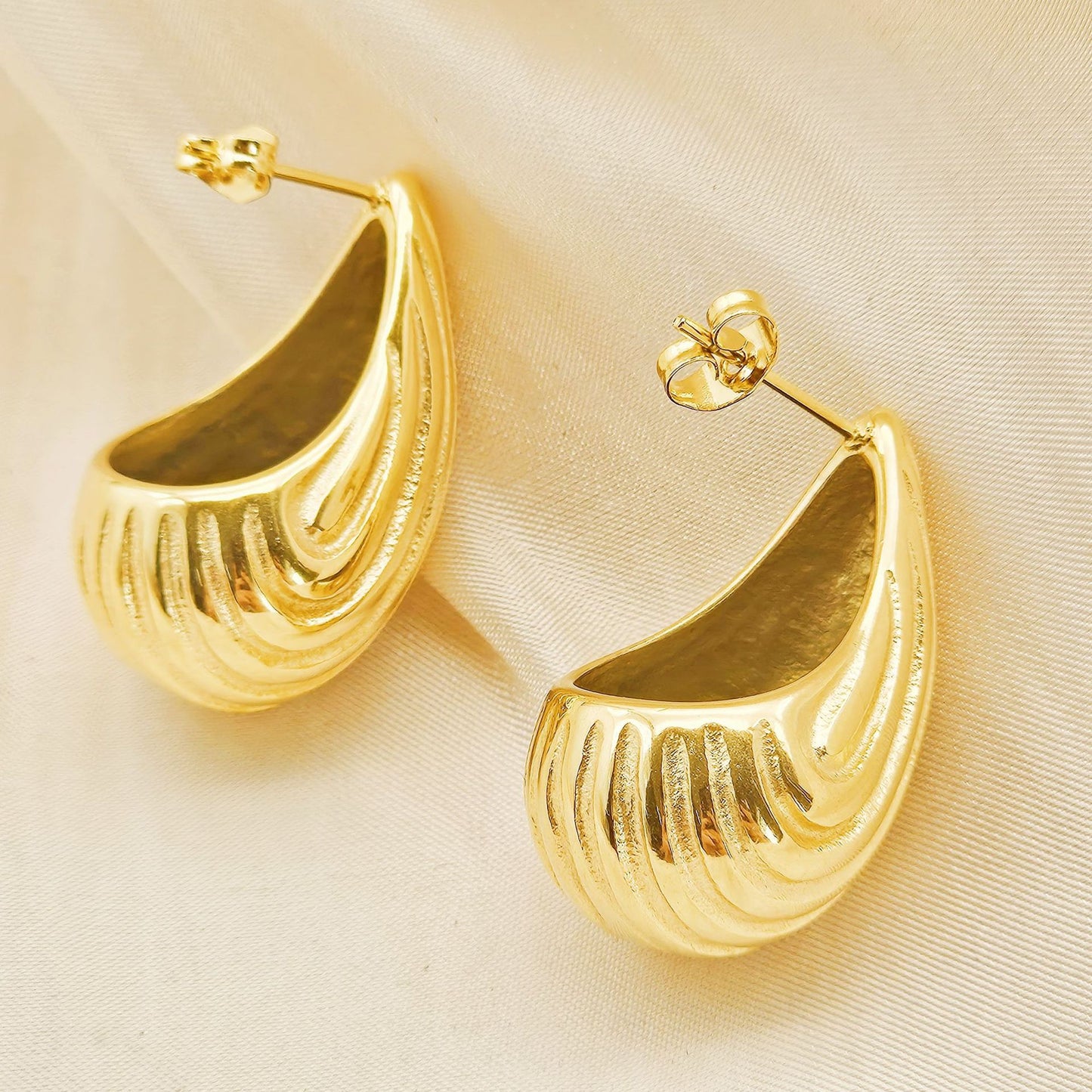 Planderful Stainless Steel Drop Earrings Striped Elegant European American Design For Modern Fashion Lovers