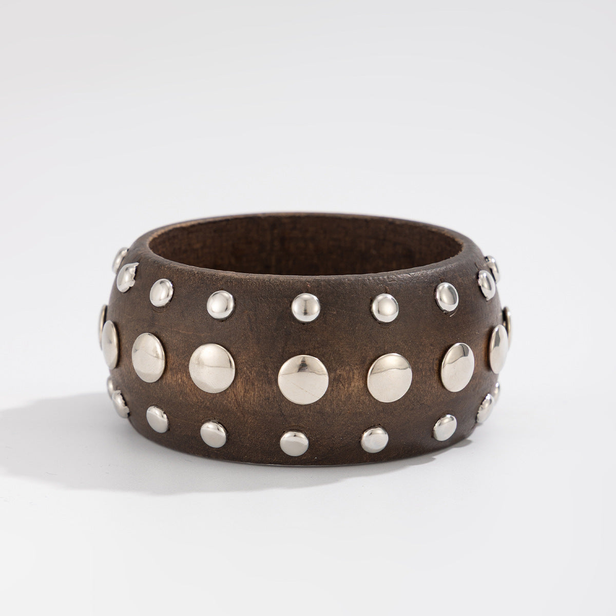 Cold And Exaggerated National Style Wooden Wide Bracelet Star Geometric Rivet Bracelet