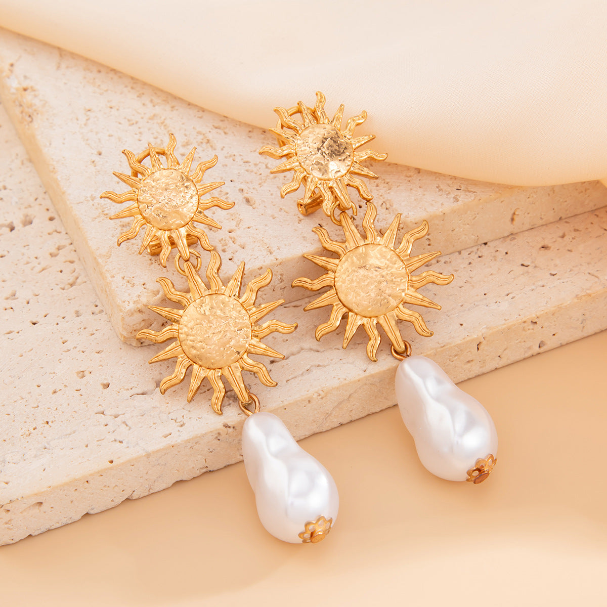 Planderful Vienna Verve Sunflower Fringe Earrings Bold Statement Pearl Leaf For Vintage Lovers