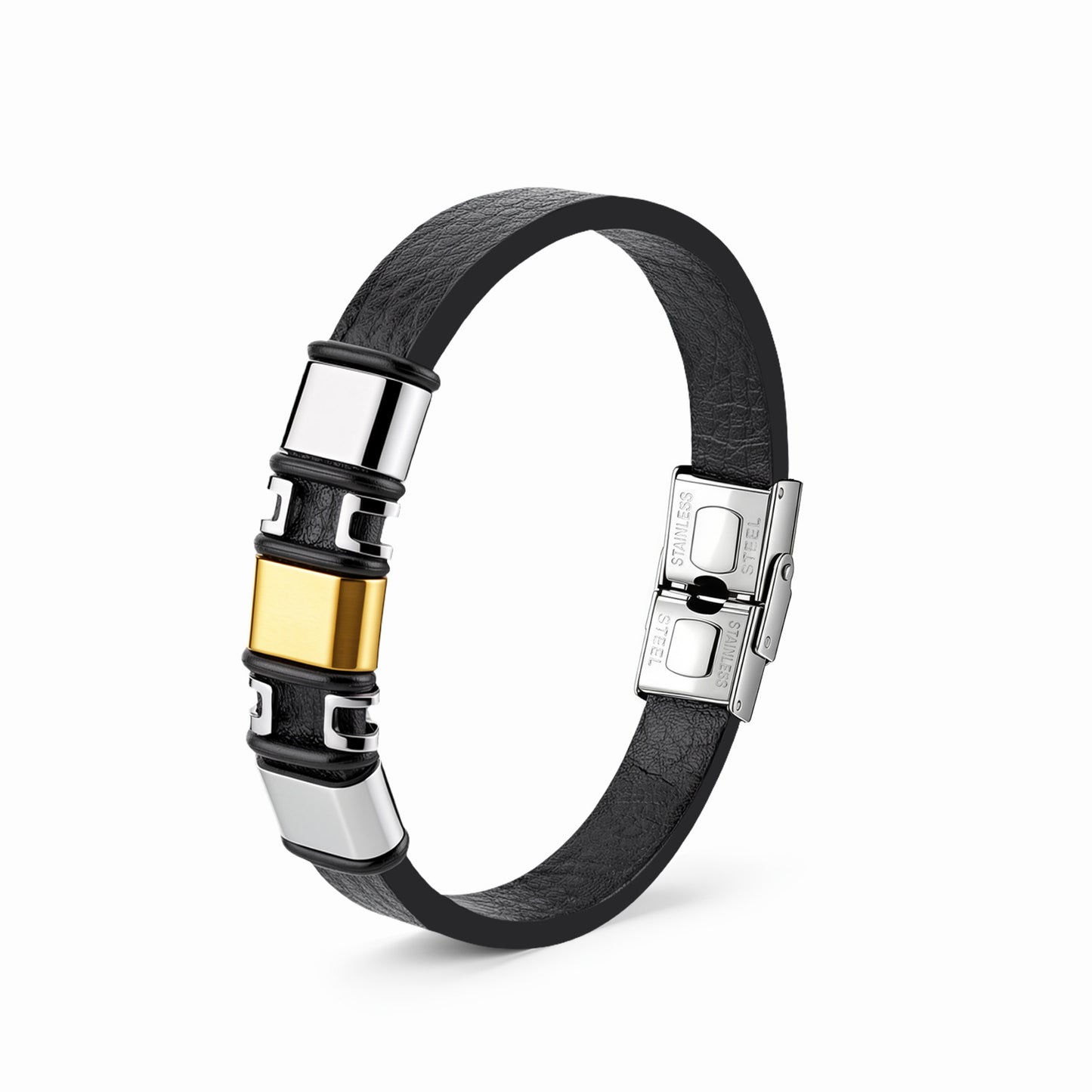 Planderful Everyday Genie Stainless Steel Leather Bracelet For Men And Unisex Versatile Trendy Statement Accessory