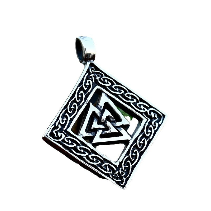 Nordic Viking Triangle Pendant Necklace for Men - Wholesale Stainless Steel Celtic Knot Jewelry