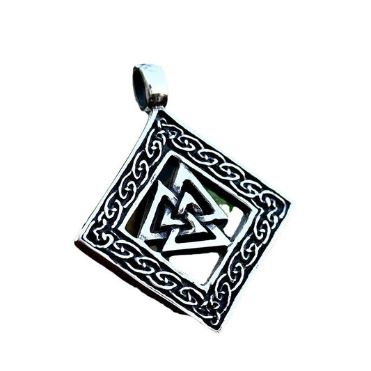 Nordic Viking Triangle Pendant Necklace for Men - Wholesale Stainless Steel Celtic Knot Jewelry