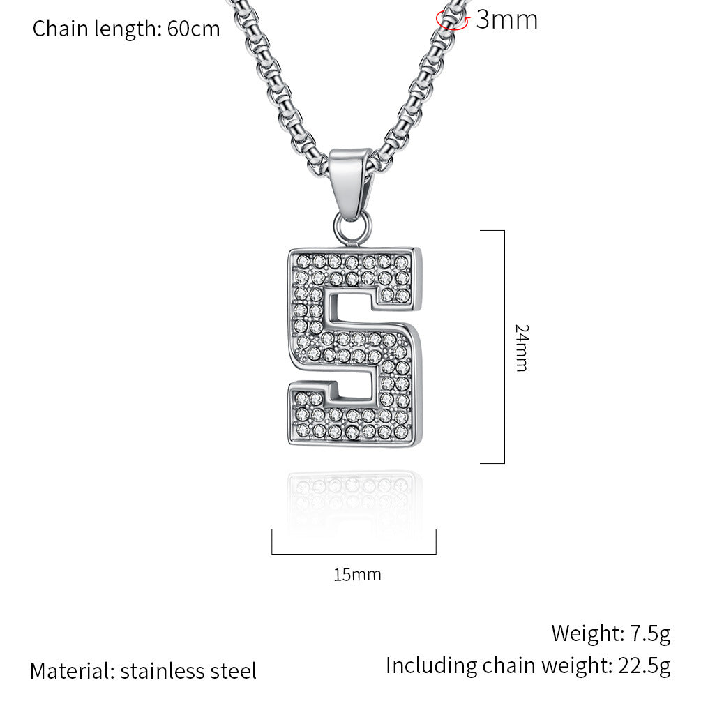 Planderful Everyday Genie Zircon Necklace Arabic Numerals Unisex Streetwear Charm For Men Women