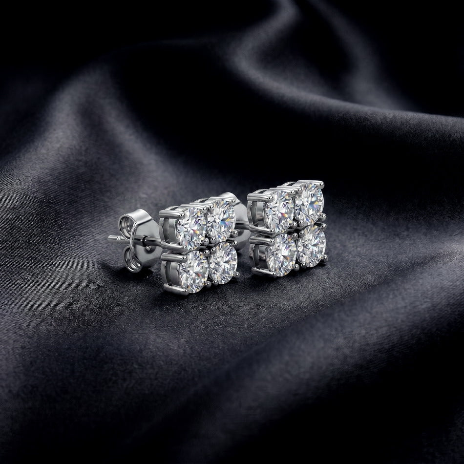 S925 Sterling Silver Moissanite Square Stud Earrings