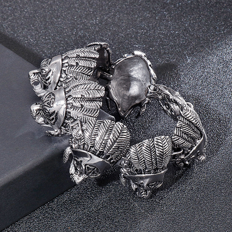 Old – General Soldier Head – Titanium Steel Men's Bracelet