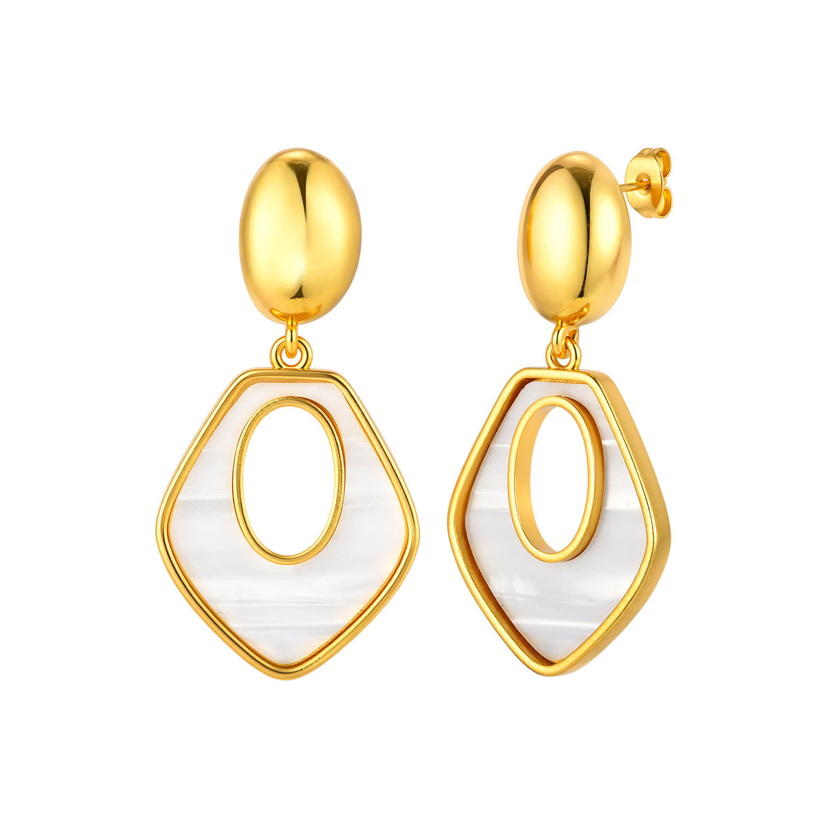 Gold-Tone Mother-of-Pearl Geometric Drop Earrings