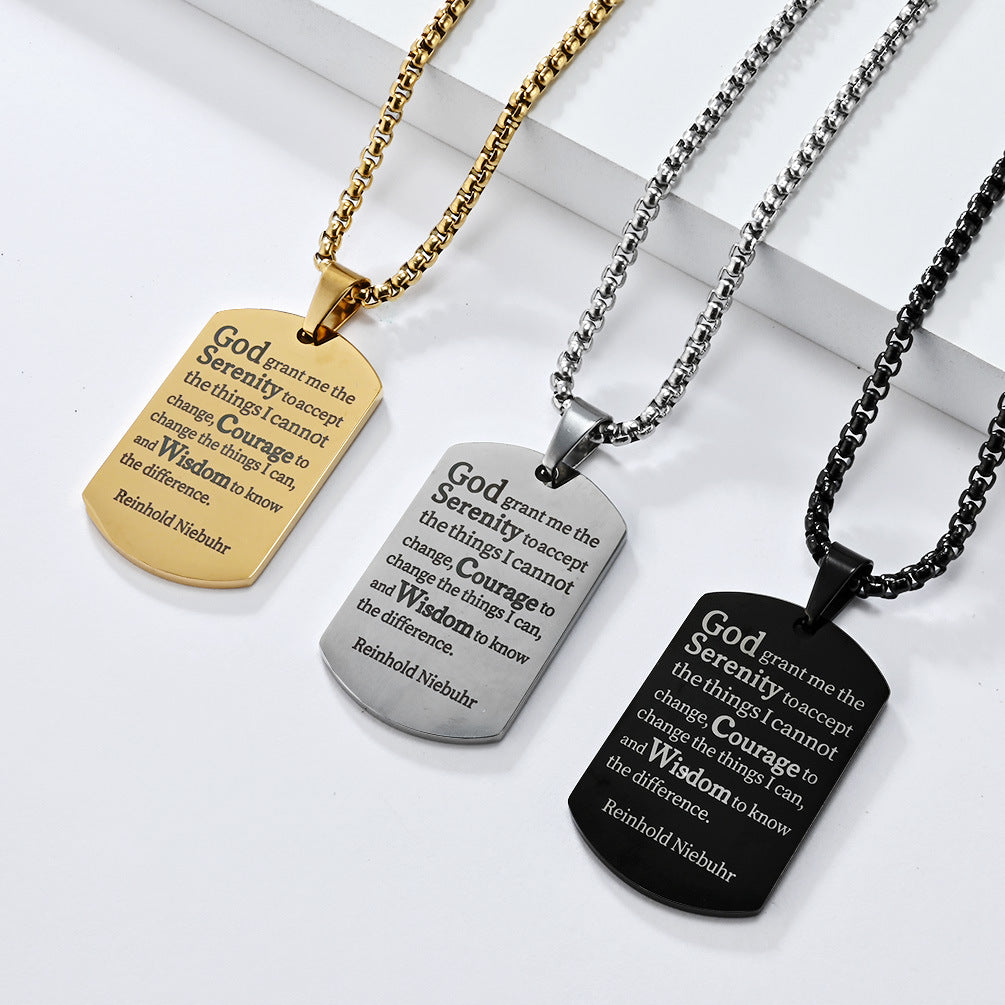 Planderful Titanium Steel Army Necklace For Men Durable Non Fading Protection Symbol Jewelry