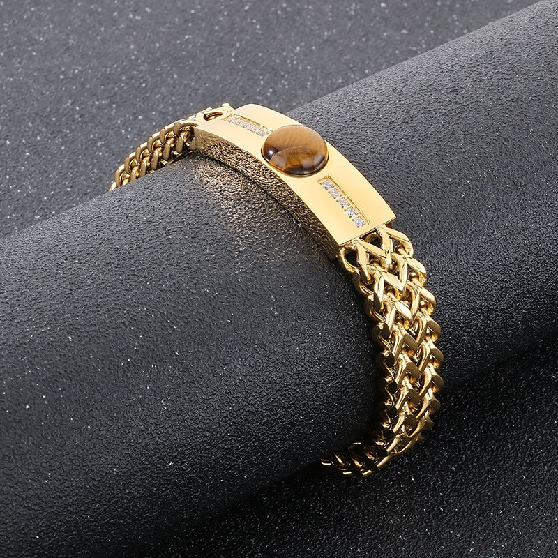 Planderful Zircon Bracelet Titanium Men Hip Hop Genie