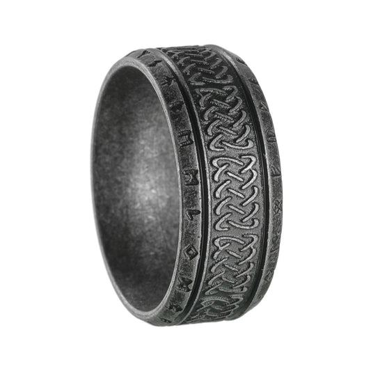 Viking Rune Ring Titanium Steel by Planderful for Unisex Lovers of Ancient Heritage Protection Symbol