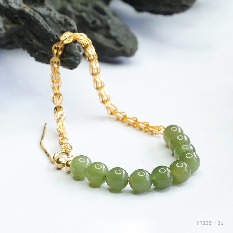 925 Sterling Silver Qingshui Hetian Jade Phoenix-Tail Bracelet