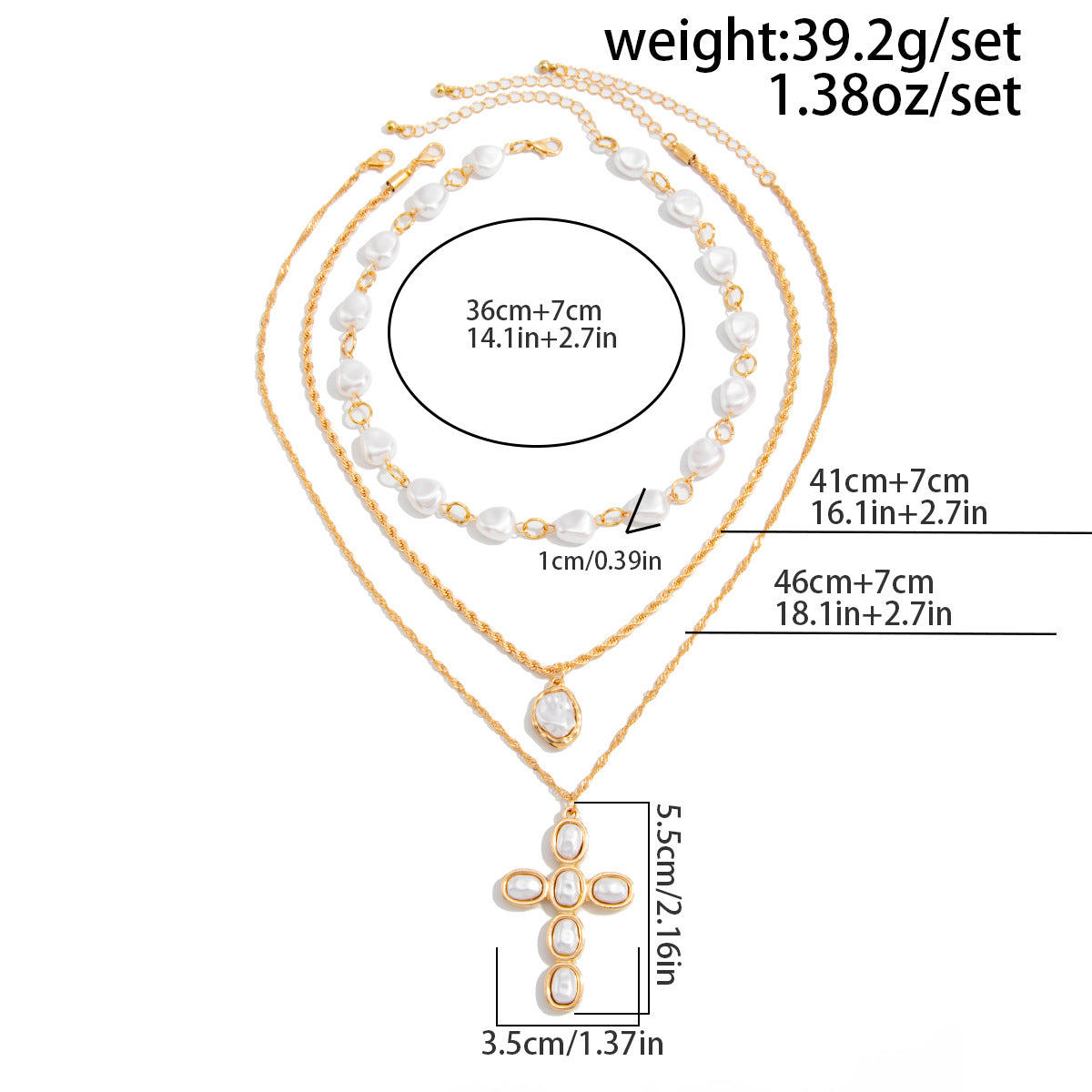 Baroque Pearl Cross Layered Necklace