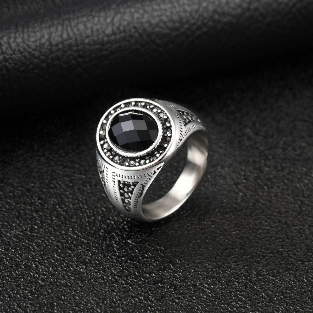 Stainless Steel Men's Party Rock Wear Oval Glass Cool Ring