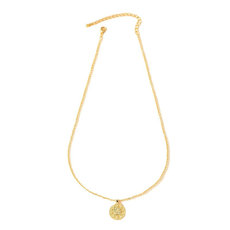 Europe & America's Bestselling Sun Metal Pendant Necklaces: Unique Style, High-End Collarbone Chain for Wholesale