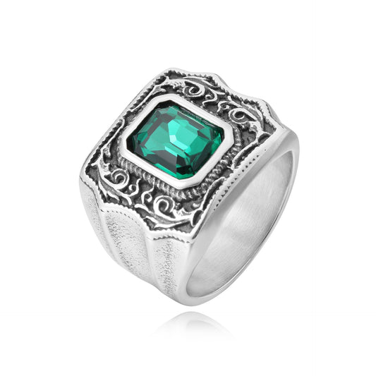 Titanium Steel Zircon Square Ring