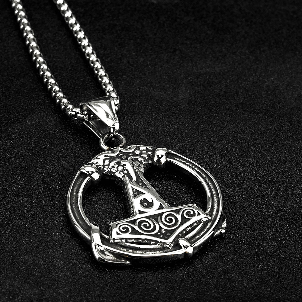 Hip-Hop European American Retro Viking Pendant Necklace for Men