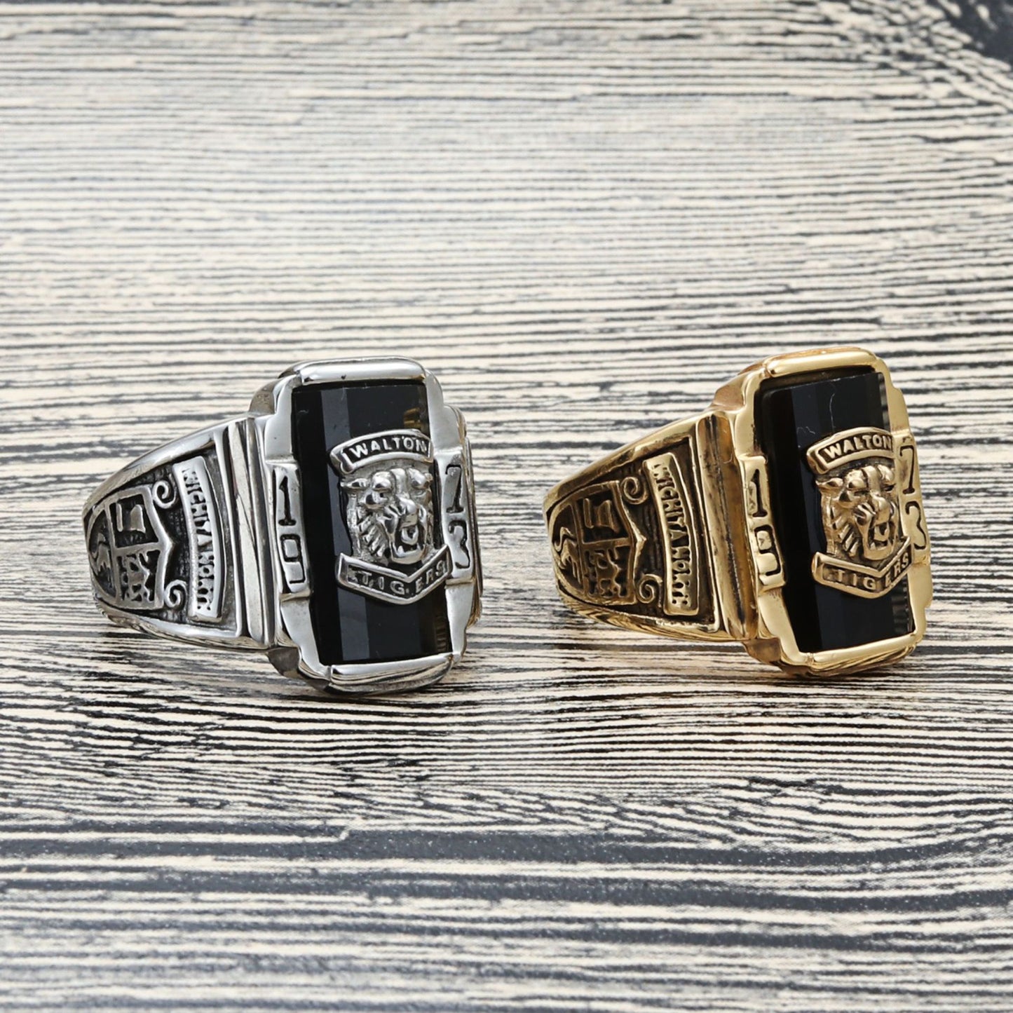 Titanium Steel Multi-Color Gemstone Lion Ring for Men - Retro Punk Style