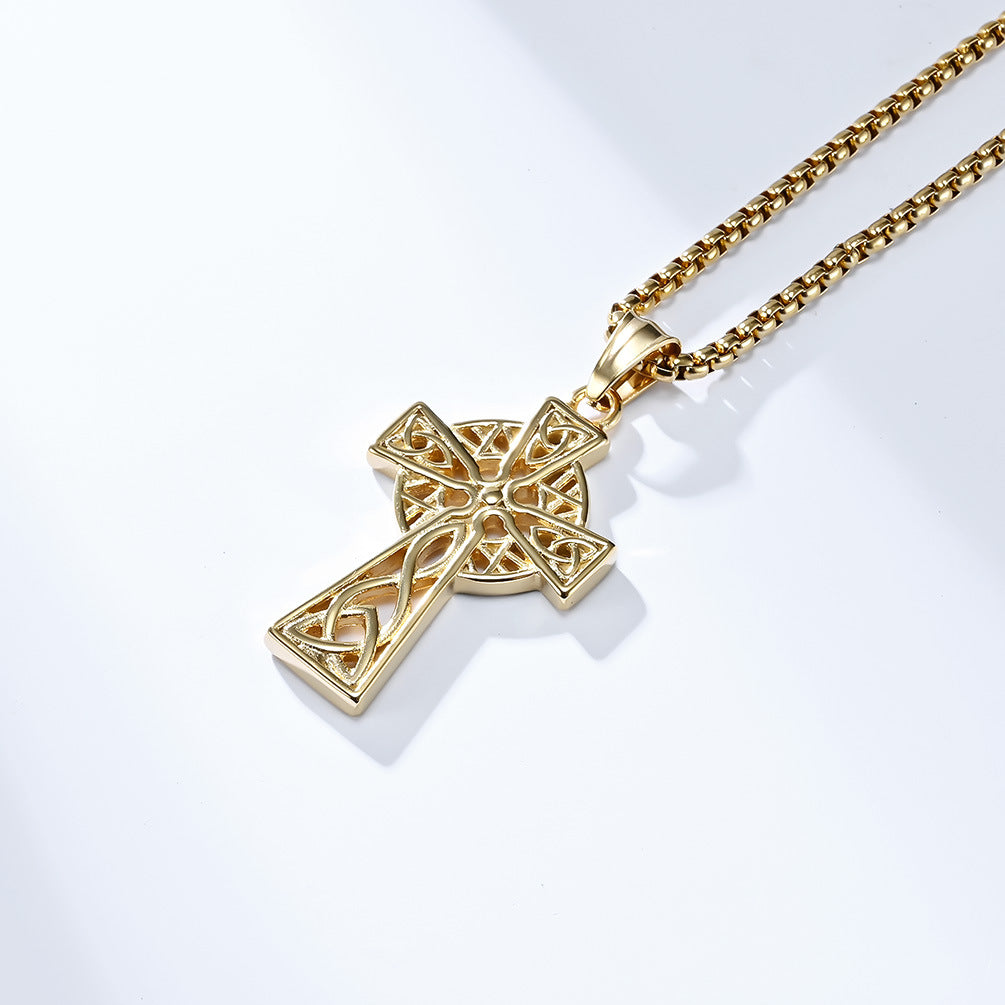 Steel Necklace - Vintage Nordic Celtic Cross