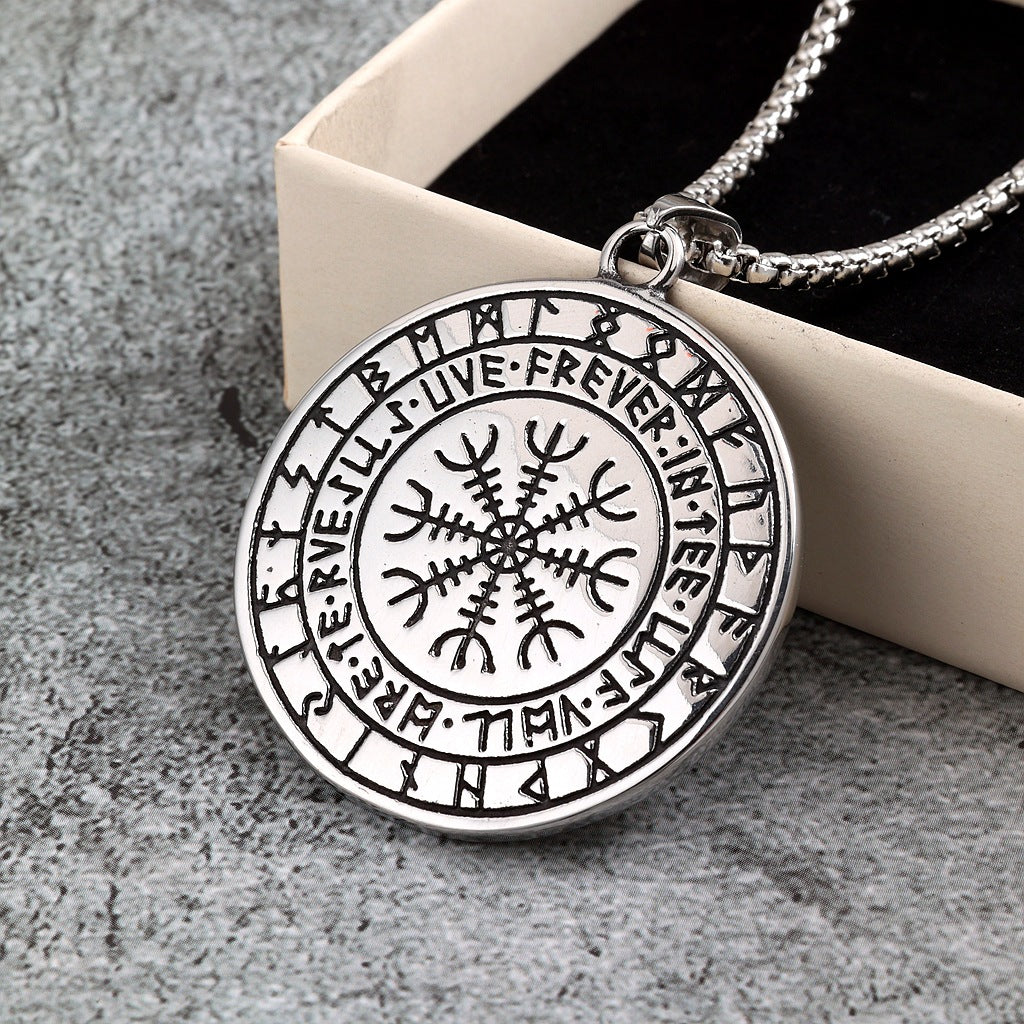 Vintage Viking Wolf Stainless Steel Men's Pendant Necklace