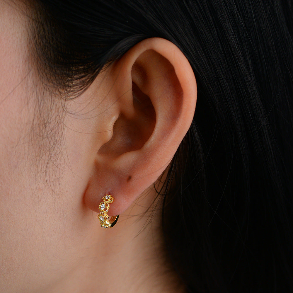 S925 Sterling Silver Zircon Earrings Ear Buckles Niche Exquisite Earrings