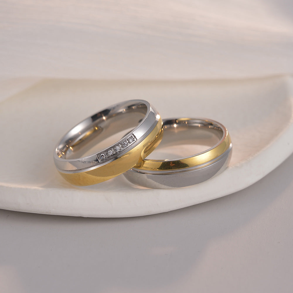 Elegant Greek Style Titanium Steel Unisex Ring Set in Gold - Wholesale Option