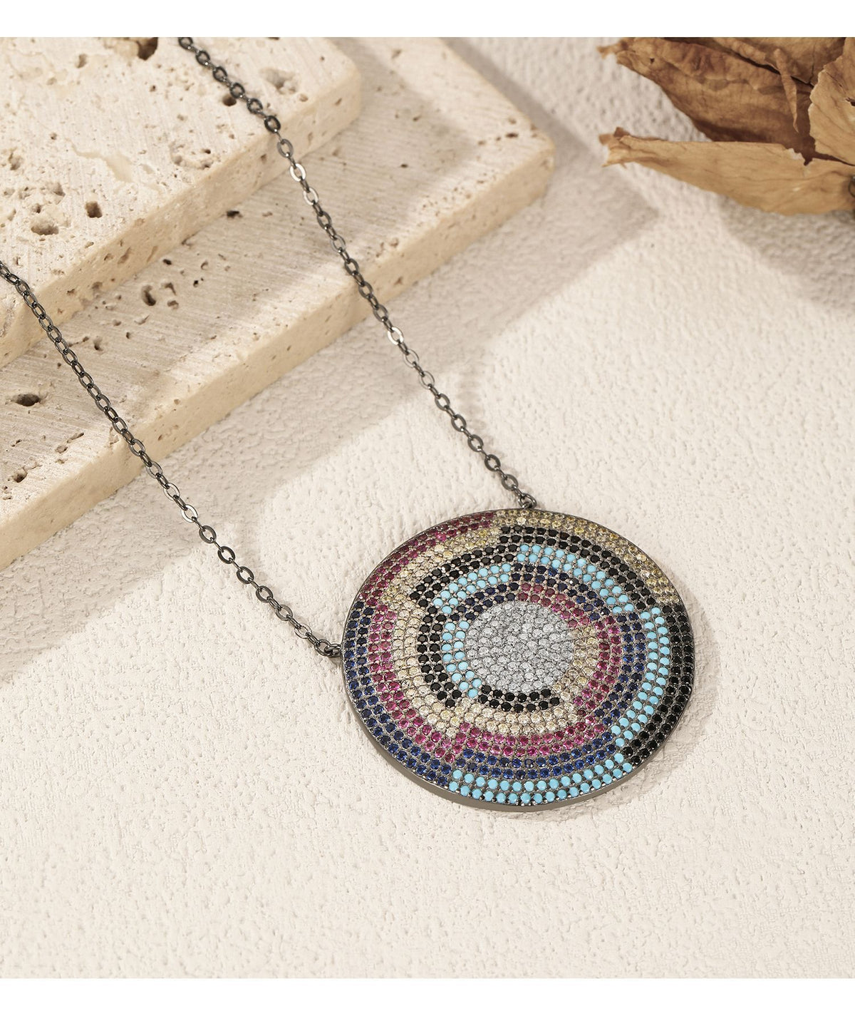 925 Sterling Silver Turquoise Two-Tone Zircon Necklace