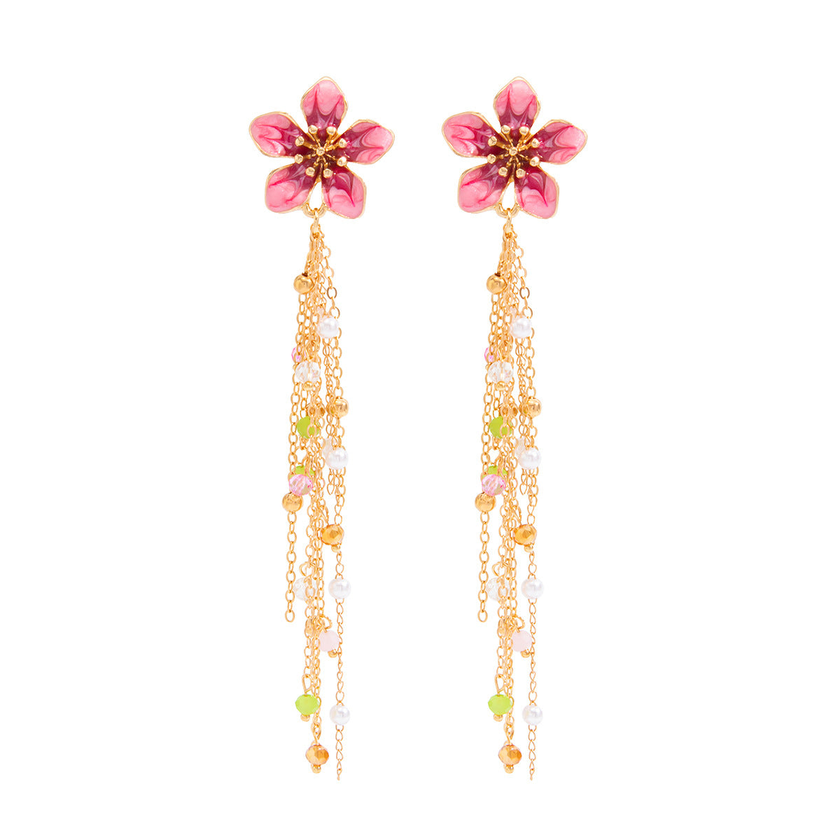Crystal Fringe Earrings For Women By Planderful Vienna Verve Colorful Floral Pearl Drop Statement Jewelry
